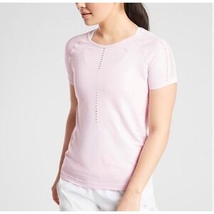 Athleta Foothill Seamless Dusty Pink Short Sleeve Running Shirt Womens Medium
